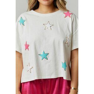 Shine the Night Star Patch Tee in White